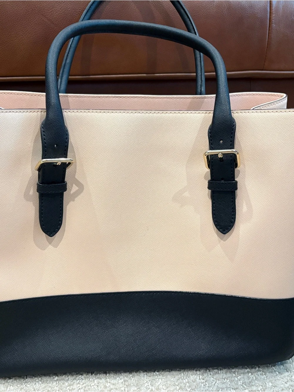 kate spade Two-Tone Blush Pink and Black Large Leather Tote